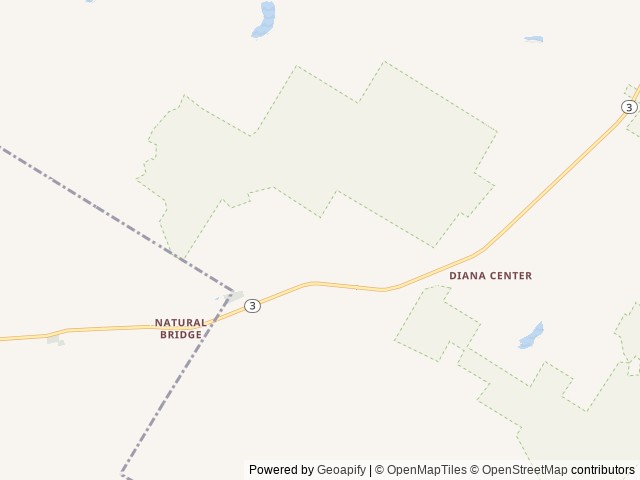 Map of Natural Bridge / Watertown KOA location at Natural Bridge, NY, United States