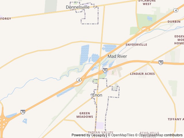 Map of Enon Beach location at Harrison, OH, United States