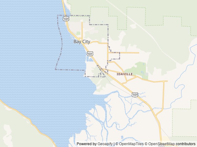 Map of Sheltered Nook on Tillamook Bay location at Bay City, OR, United States