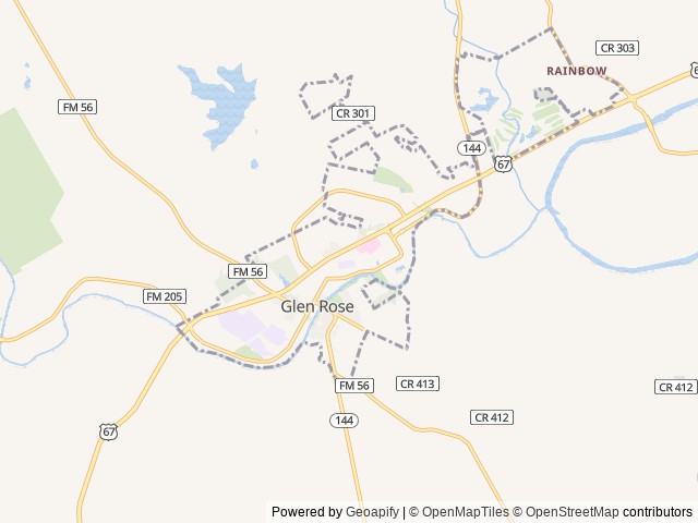 Map of Country Woods Inn location at Glen Rose, TX, United States
