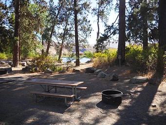 Big Pines Campsite with fire ring and parking space.