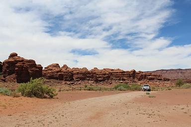 A photo of the Indian Creek Falls Group Site camping and parking area