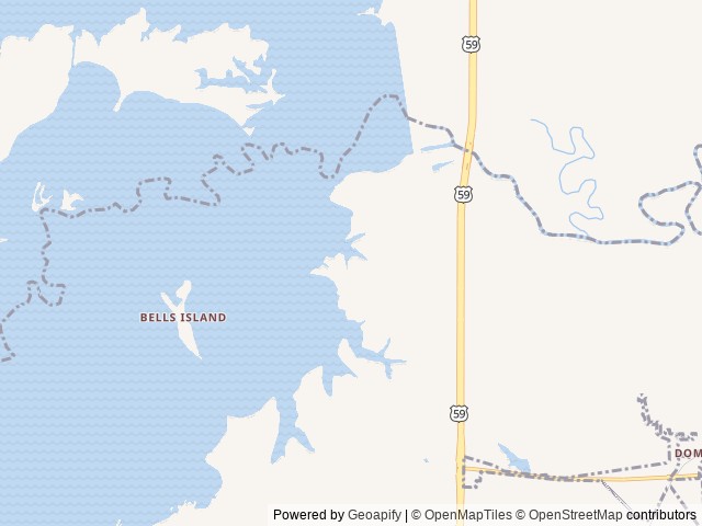 Map of Rocky Point(Wright Patman Dam) location at Queen City, TX, United States