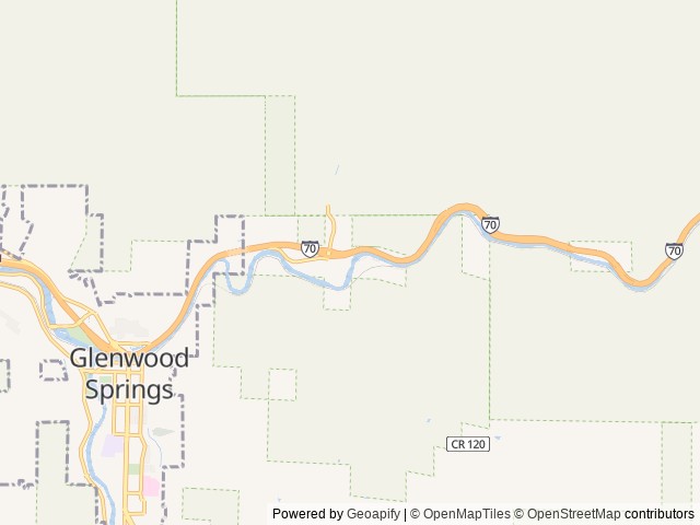 Map of Glenwood Canyon Resort (Glenwood Springs RV Resort) location at Glenwood Springs, CO, United States