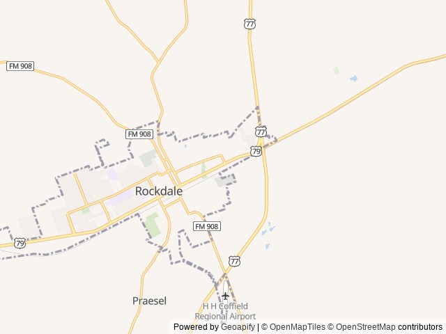 Map of Rockdale RV Park location at Rockdale, TX, United States