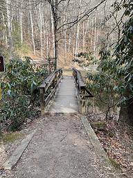Footbridge access to campsite. 