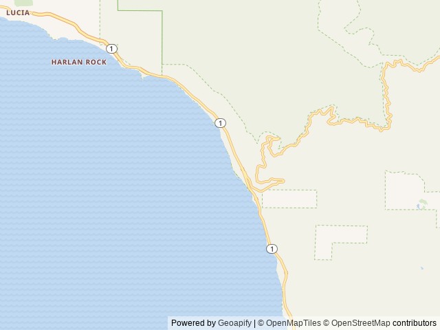 Map of Kirk Creek Campground location at Big Sur, CA, United States