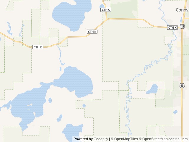 Map of Buckatabon Lodge and Lighthouse Pub location at Conover, WI, United States