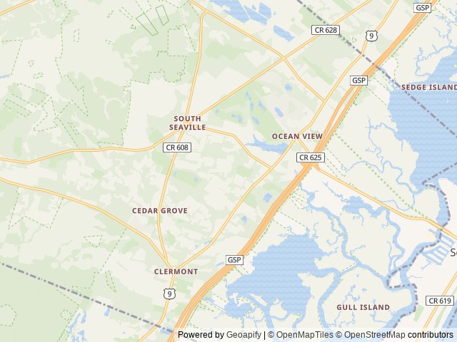Map of Tamerlane Campground location at Ocean View, NJ, United States