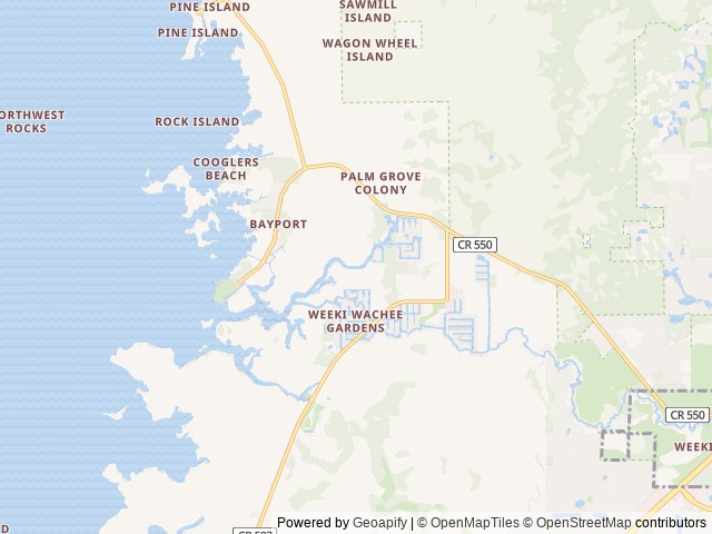 Map of Mary's Fish Camp location at Bayport, FL, United States