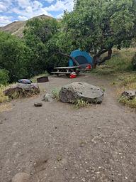 Campsite with some shade at Twin Springs Campground