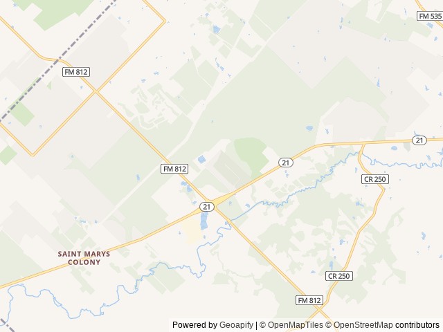 Map of Arroyo Valle RV Resort location at Cedar Creek, TX, United States