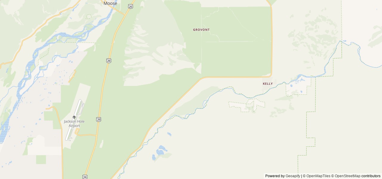 Map of Gros Ventre Campground location at Kelly, WY, United States