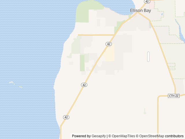 Map of Hy-land Court RV Park and Campground location at Ellison Bay, WI, United States