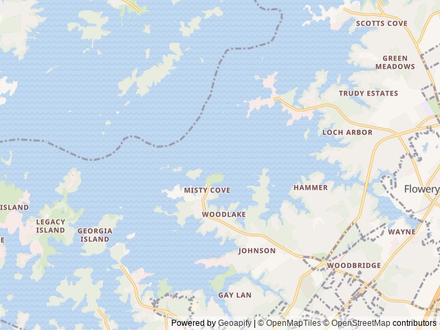 Map of Van Pugh North Park Shelter (GA) location at Flowery Branch, GA, United States