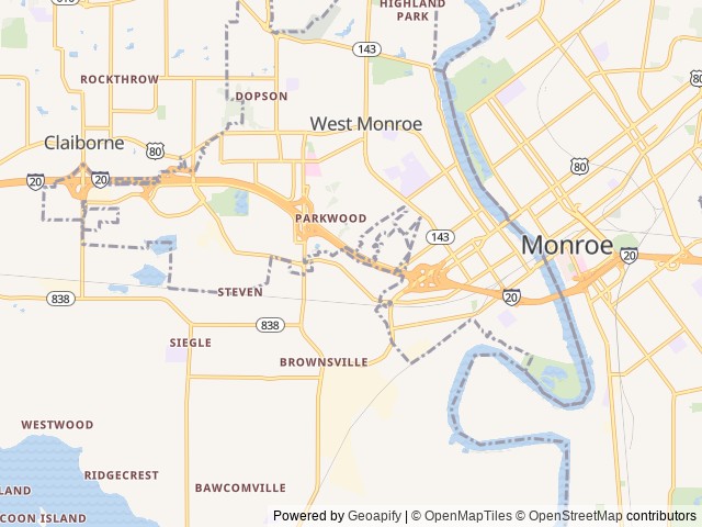 Map of Clay's RV location at West Monroe, LA, United States