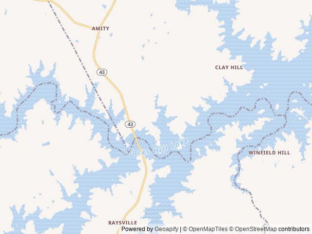 Map of Amity Recreation Area location at Lincolnton, GA, United States