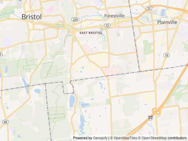 Map of Lake Compounce location at Bristol, CT, United States