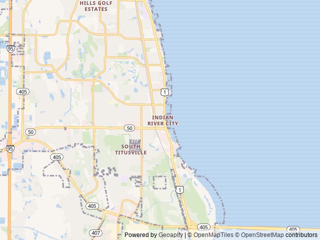 Map of Whispering Pines location at Titusville, FL, United States