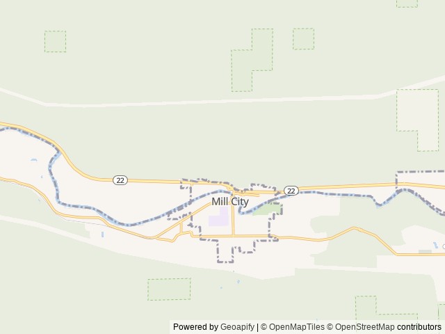 Map of Santiam Flats Campground location at Mill City, OR, United States