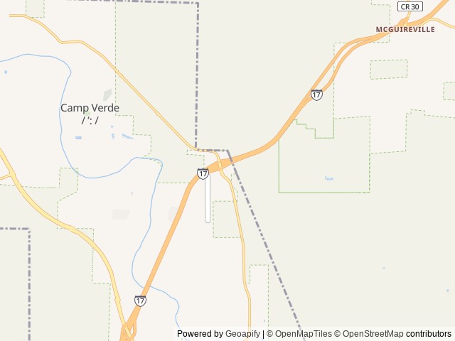 Map of Distant Drums RV Resort location at Camp Verde, AZ, United States