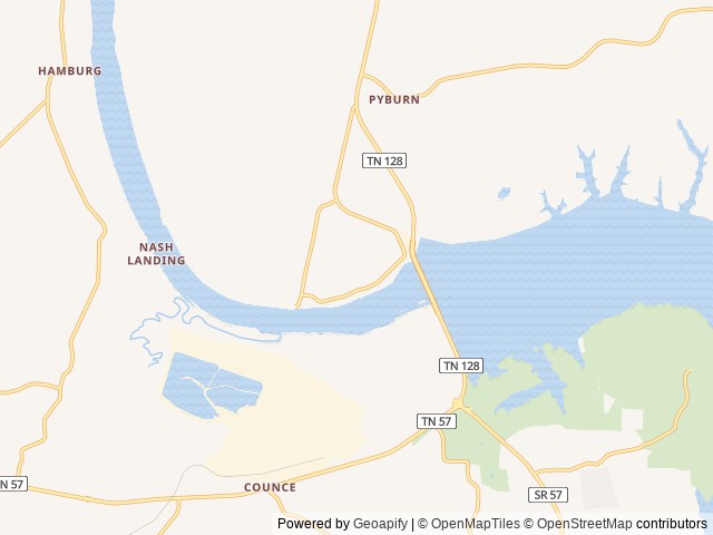 Map of Pickwick Dam Campground location at Savannah, TN, United States