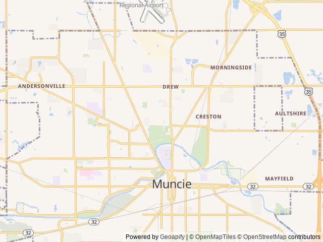 Map of Delaware County Indiana Fairgrounds location at Muncie, IN, United States