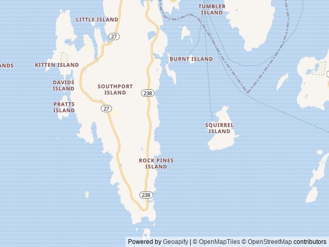 Map of Gray Homestead Oceanfront Camping location at Southport, ME, United States