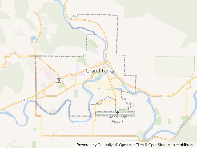Map of Grand Forks Municipal Campground location at Grand Forks, BC, Canada