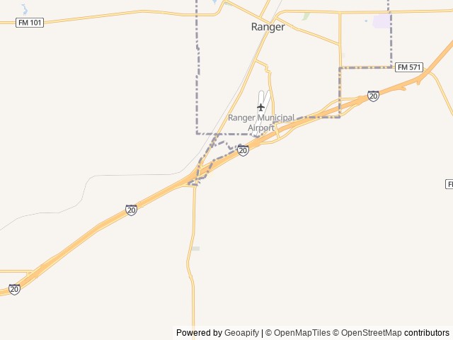 Map of Love's RV Hookup-Ranger TX 270 location at Ranger, TX, United States