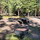 Campsite with fire ring, picnic table, and pedestal gril