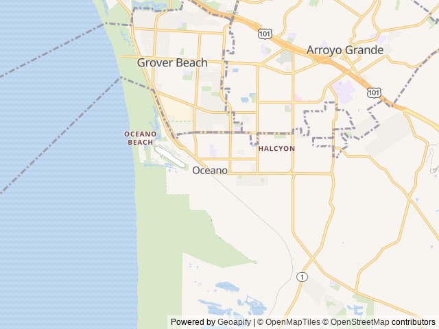 Map of Pismo Sands RV Resort location at Oceano, CA, United States