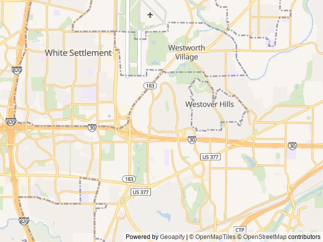Map for 2021 34 ft Thor Chateau near Fort Worth, TX