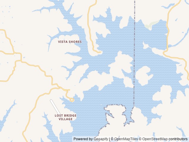 Map of Lost Bridge North location at Garfield, AR, United States