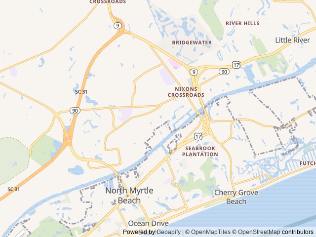 Map of North Myrtle Beach & Dry Dock Marina location at Little River, SC, United States