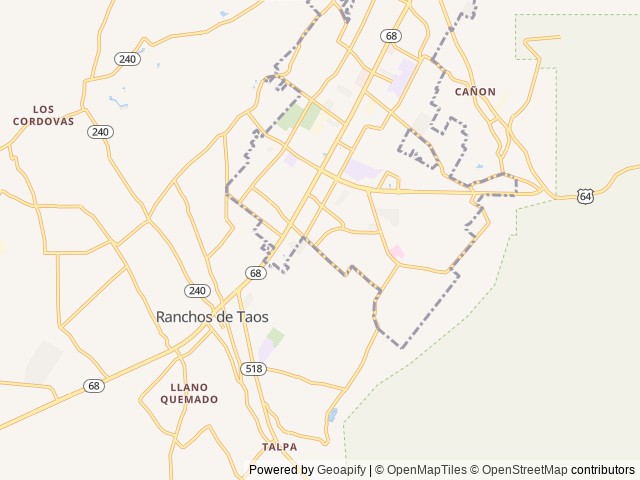 Map of Taos Valley RV Park location at Taos, NM, United States
