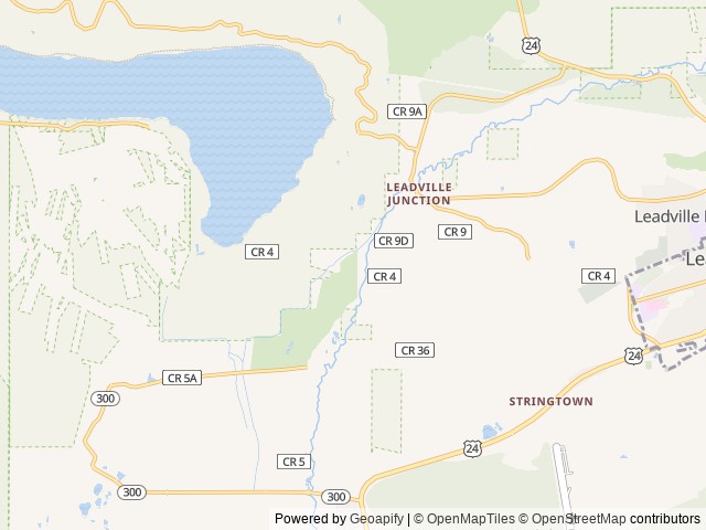 Map of Sugar Loafin' Campground location at Leadville, CO, United States
