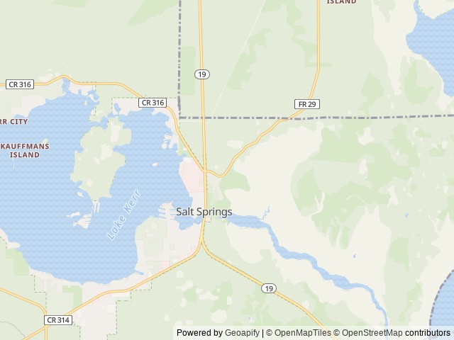 Map of Salt Springs Recreation Area location at Ft. Mc Coy, FL, United States