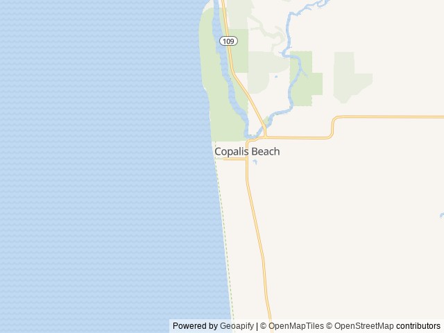 Map of Pacific Dunes Resort location at Copalis Beach, WA, United States