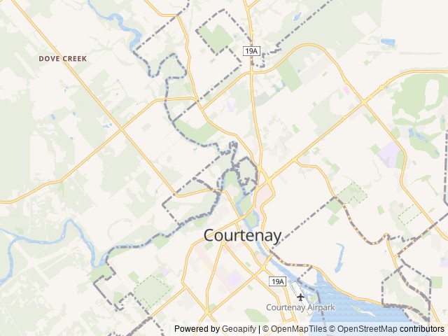 Map of Puntledge RV Campground location at Courtenay, BC, Canada