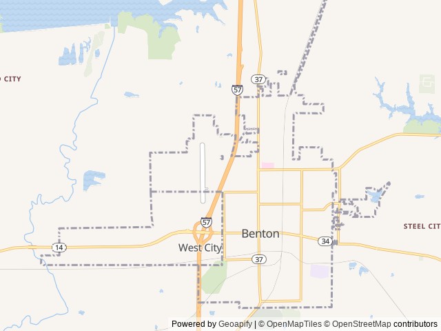 Map of Benton KOA location at Benton, IL, United States
