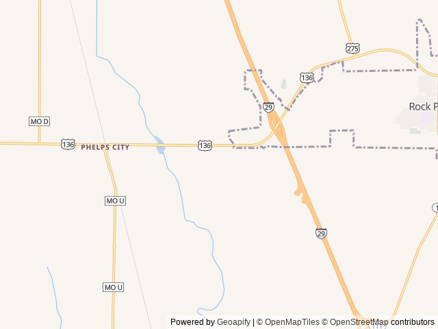 Map of All American Campground & RV Park location at Rock Port, MO, United States