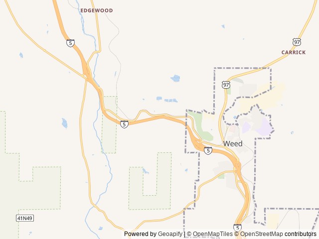 Map of Trailer Lane Campground location at Weed, CA, United States