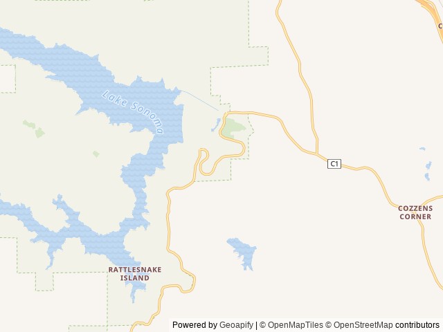 Map of Boat-in Sites (Lake Sonoma) location at Geyserville, CA, United States
