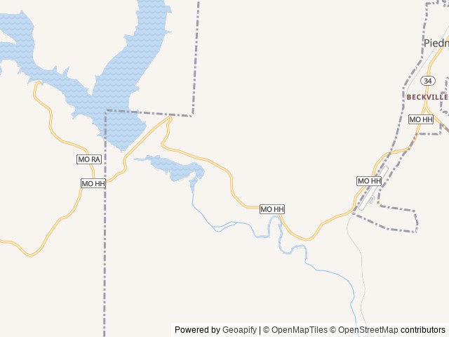 Map of Beaver Springs Campground location at Piedmont, MO, United States