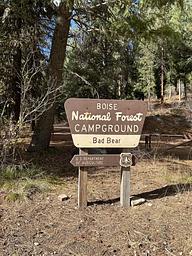 Boise National Forest Bad Bear Campground sign