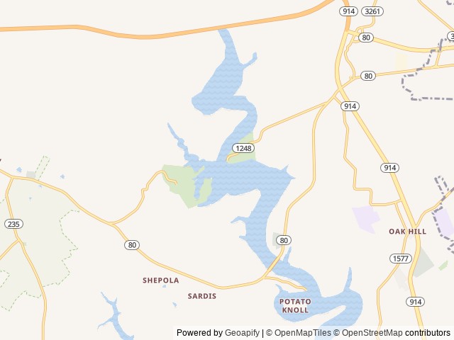 Map of Fishing Creek Campground location at Somerset, KY, United States