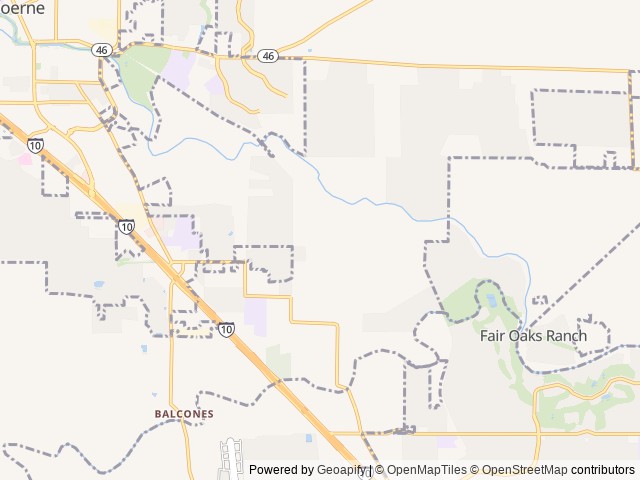 Map of Cascade Caverns Campground location at Canyon Lake, TX, United States