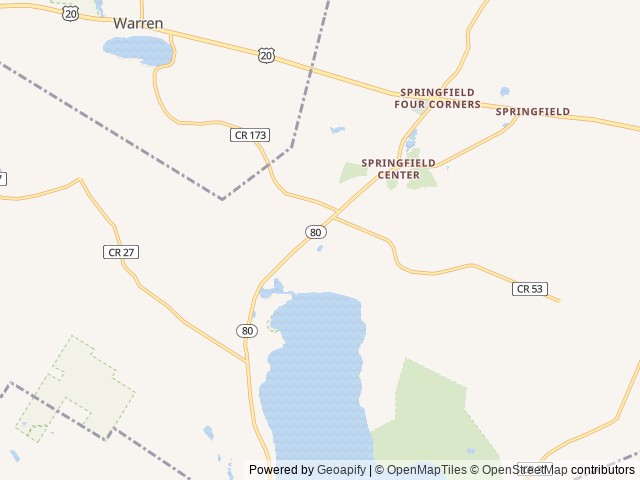Map of Deer Run Campground location at Cooperstown, NY, United States