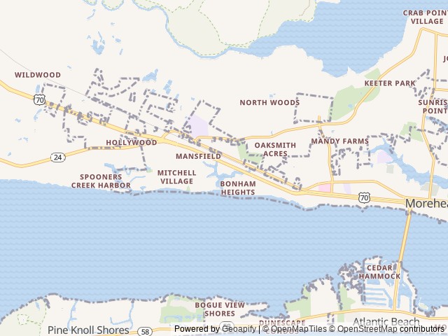 Map for 2014 Forest River RV Sunseeker 3170DS Ford near Morehead City, NC
